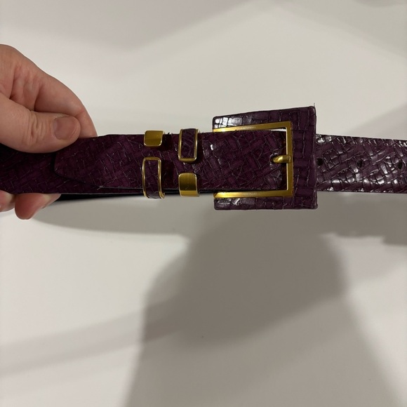 CARLISLE Purple Textured Belt with Gold Buckle